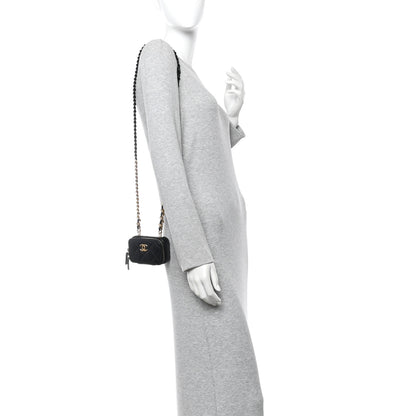 Chanel Lambskin Quilted Mini Lacquered Chain Clutch Black 2 of 10