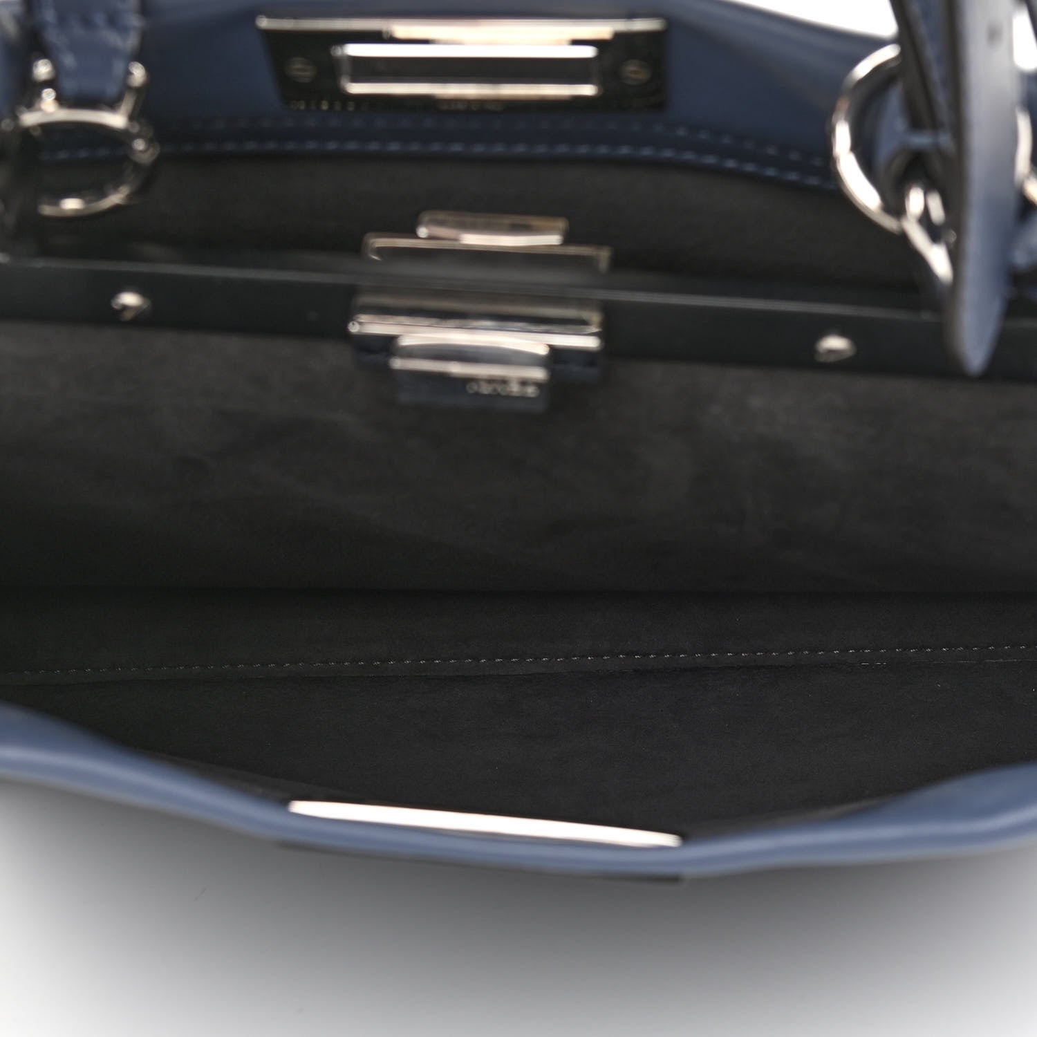 Fendi Calfskin Medium Peekaboo Iconic Satchel Blue 6 of 13