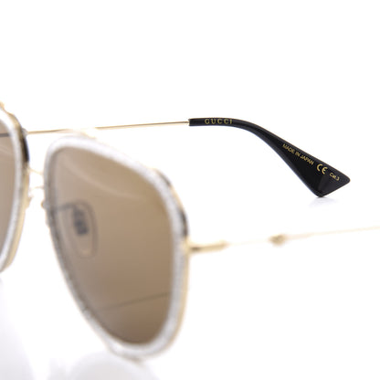 Gucci Glitter Aviator Sunglasses GG0062S Gold Brown 5 of 8