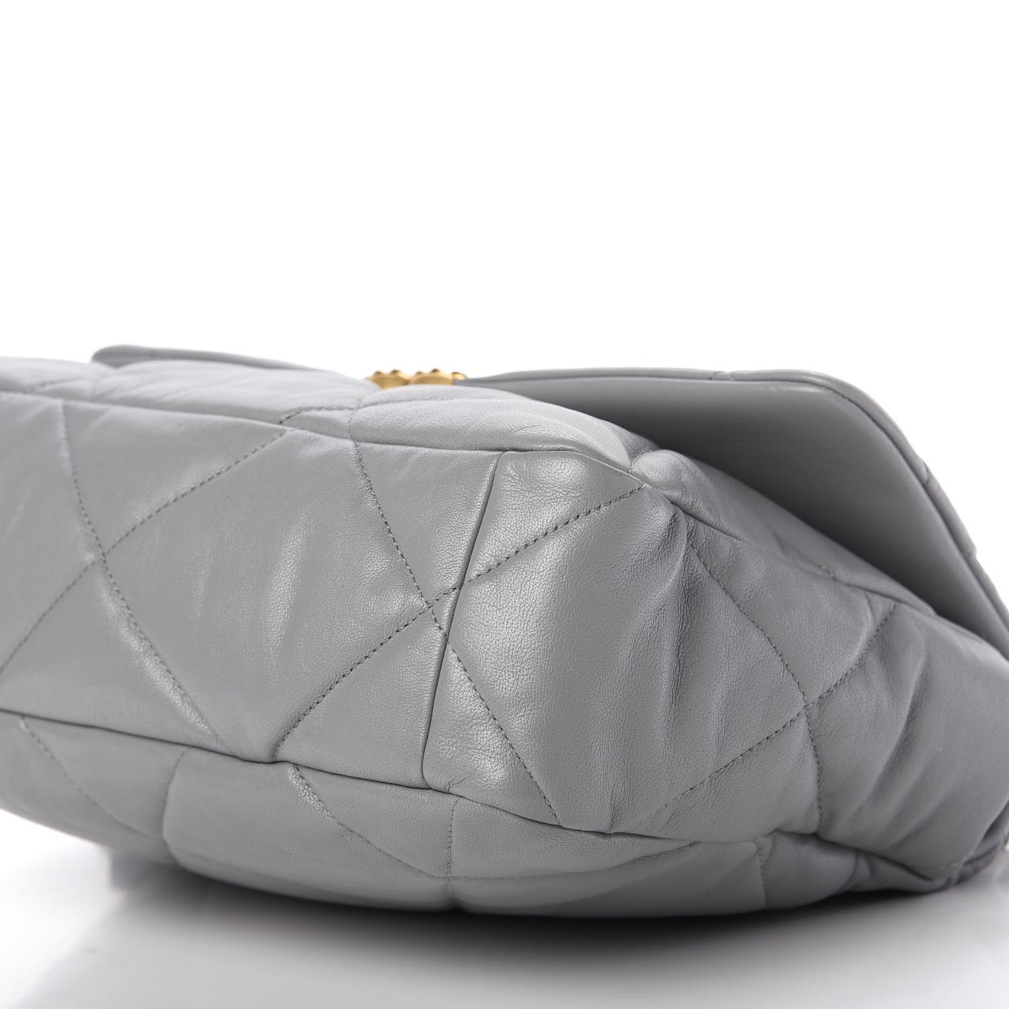 Goatskin Quilted Large Chanel 19 Flap Grey