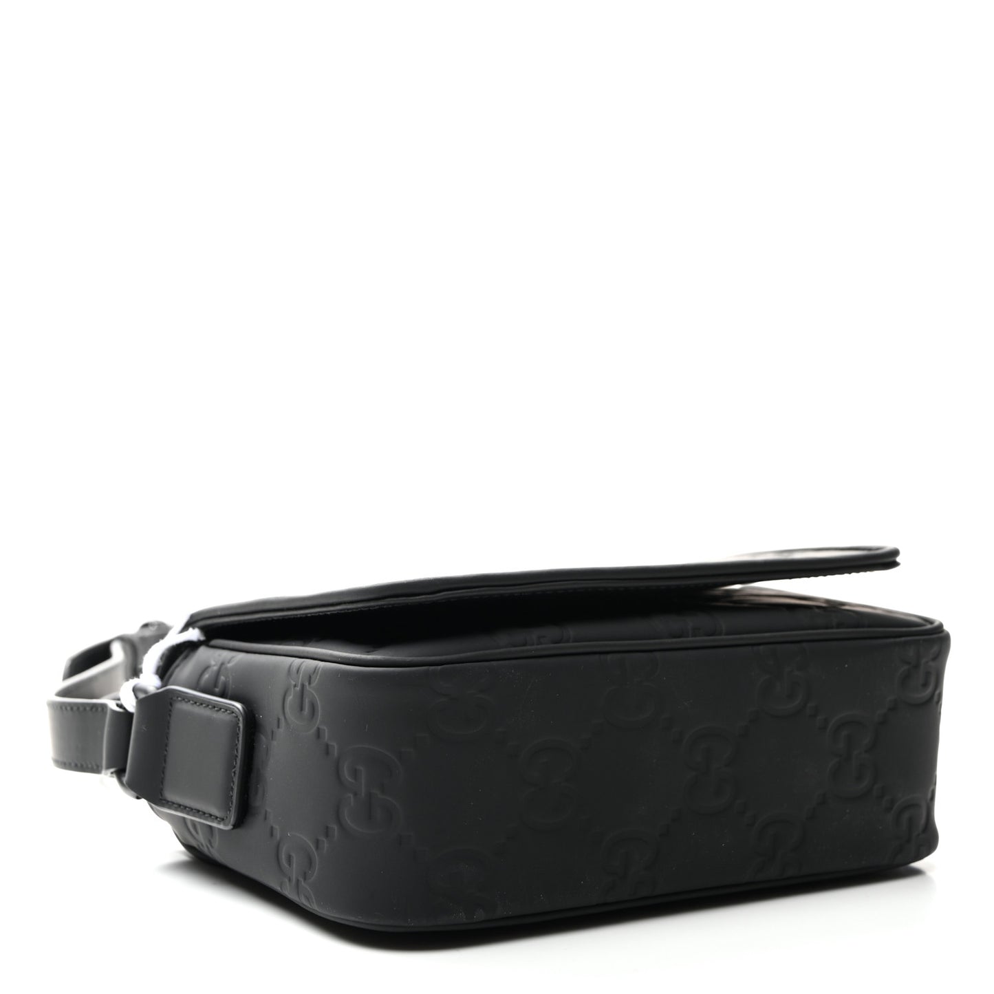 Rubber Effect Calfskin GG Mini Messenger Bag Black