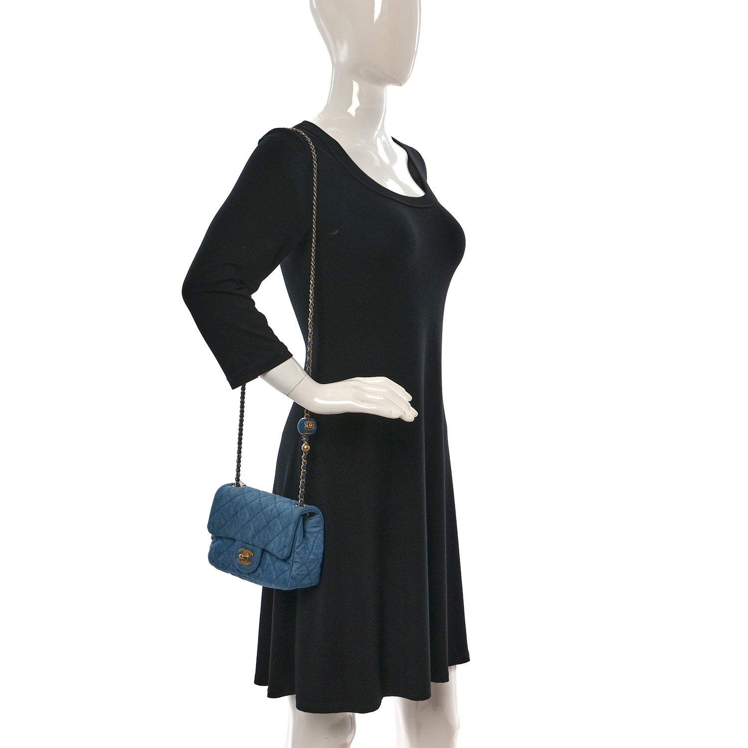 Chanel Denim Quilted Mini Pearl Crush Flap Blue 2 of 11