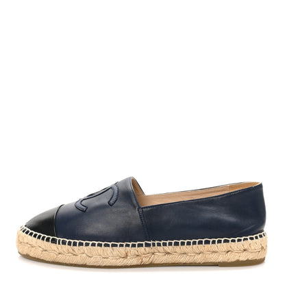 Chanel Lambskin CC Espadrilles 40 Navy Black 1 of 10