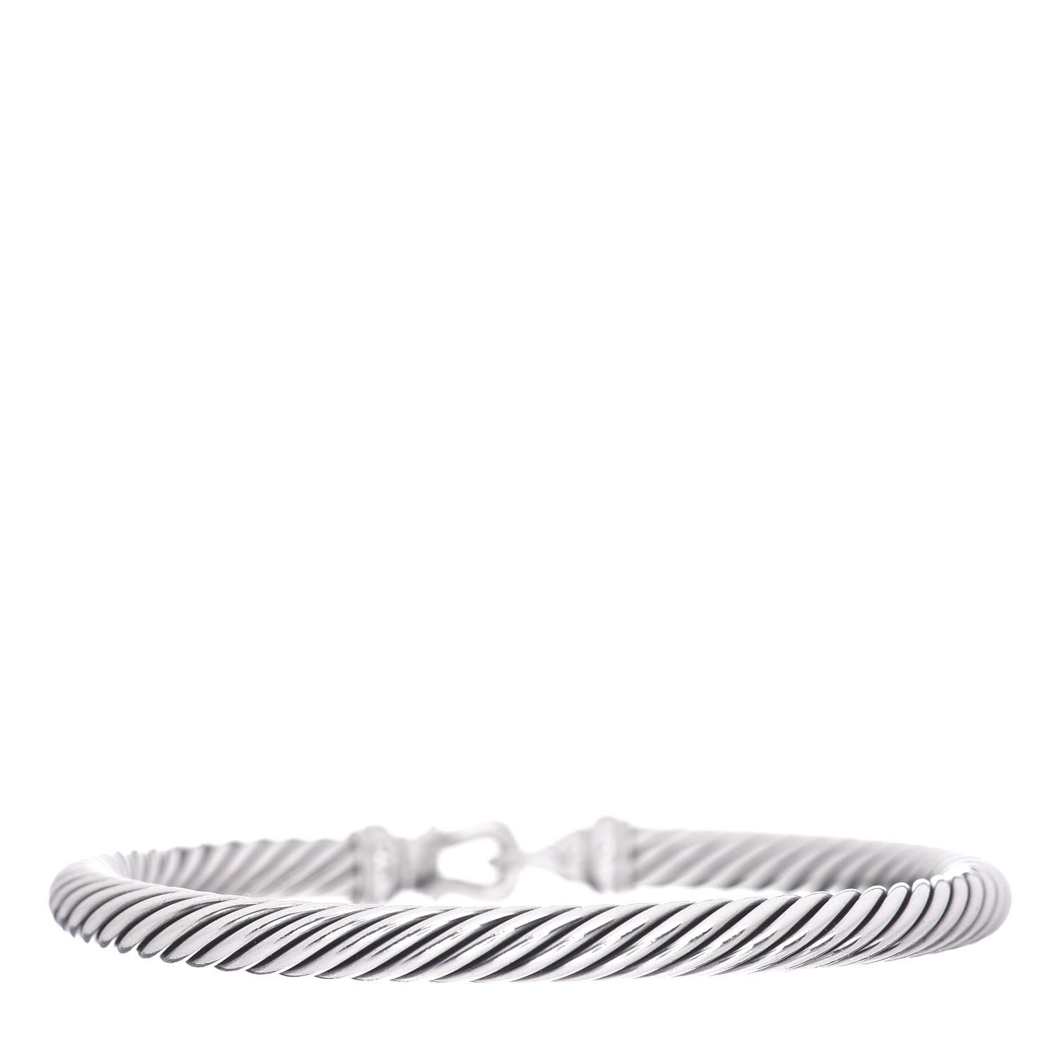 David Yurman Sterling Silver Diamond 5mm Cable Buckle Bracelet 3 of 4