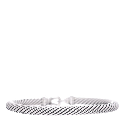 David Yurman Sterling Silver Diamond 5mm Cable Buckle Bracelet 3 of 4