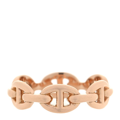 Hermes 18K Rose Gold PM Chaine D'Ancre Enchainee Ring 54 6.75 1 of 5