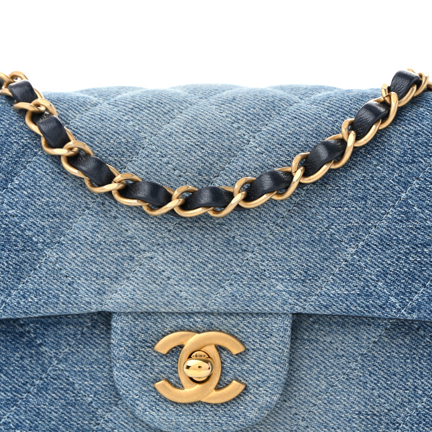 Chanel Washed Denim Quilted Mini Rectangular Flap Blue 8 of 11