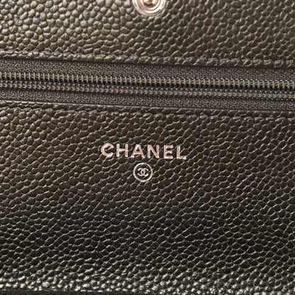 Chanel Caviar Quilted Wallet On Chain WOC Dark Green 5 of 9
