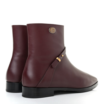 Gucci Calfskin Womens GG Ankle Boots 37.5 Vintage Bordeaux 4 of 8