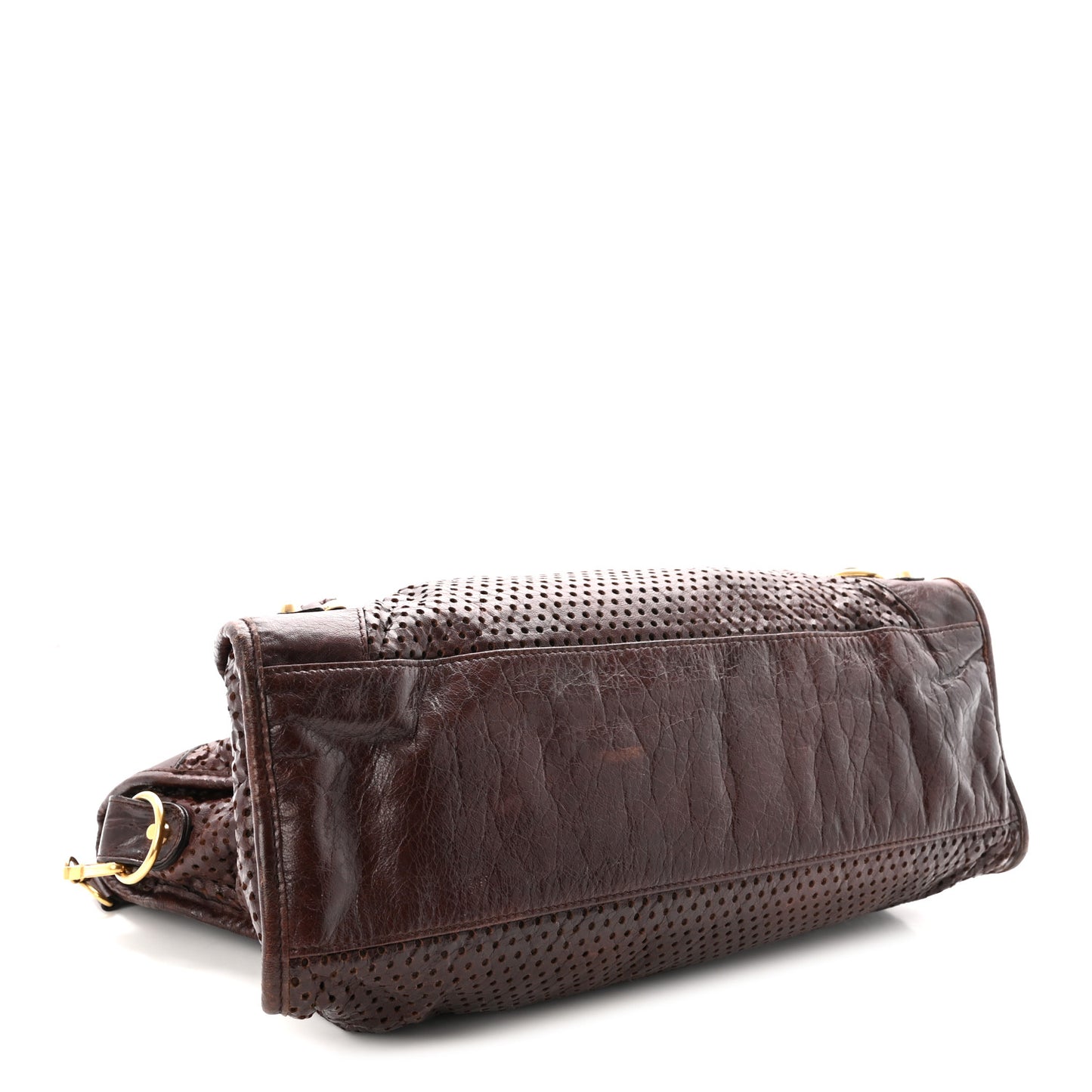 Agneau Classic Gold Hardware Perforated Dot City Charbon