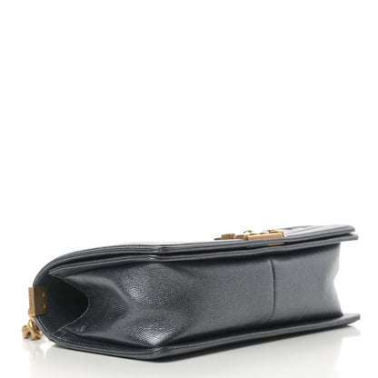Chanel Metallic Calfskin Quilted Medium Boy Flap Dark Grey 4 of 12