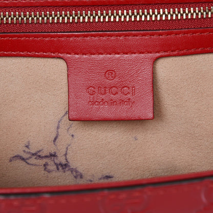 Gucci Guccissima Medium Padlock Shoulder Bag Hibiscus Red 10 of 15
