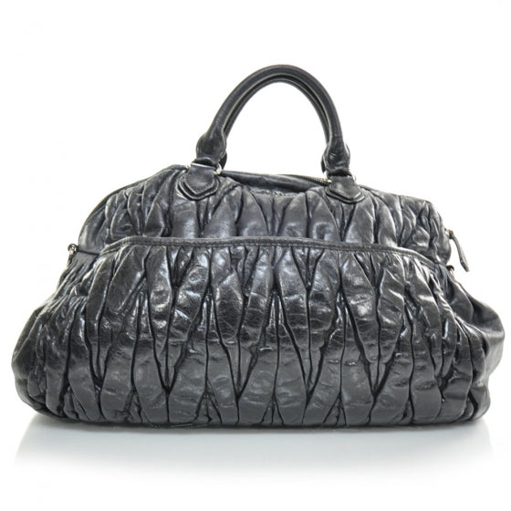 Miu Miu Leather Matelasse Coffer Tote Black 3 of 11