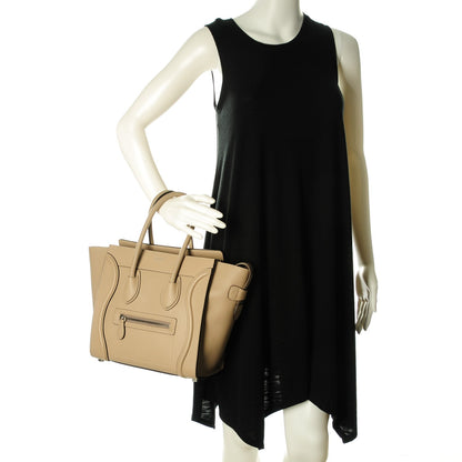 Celine Drummed Calfskin Micro Luggage Dune 2 of 8