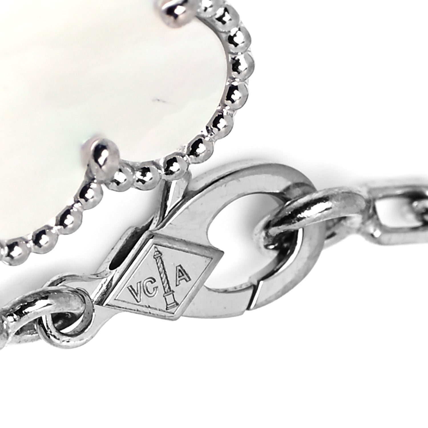 Van Cleef & Arpels 18K White Gold Mother of Pearl 5 Motifs Vintage Alhambra Bracelet 4 of 7