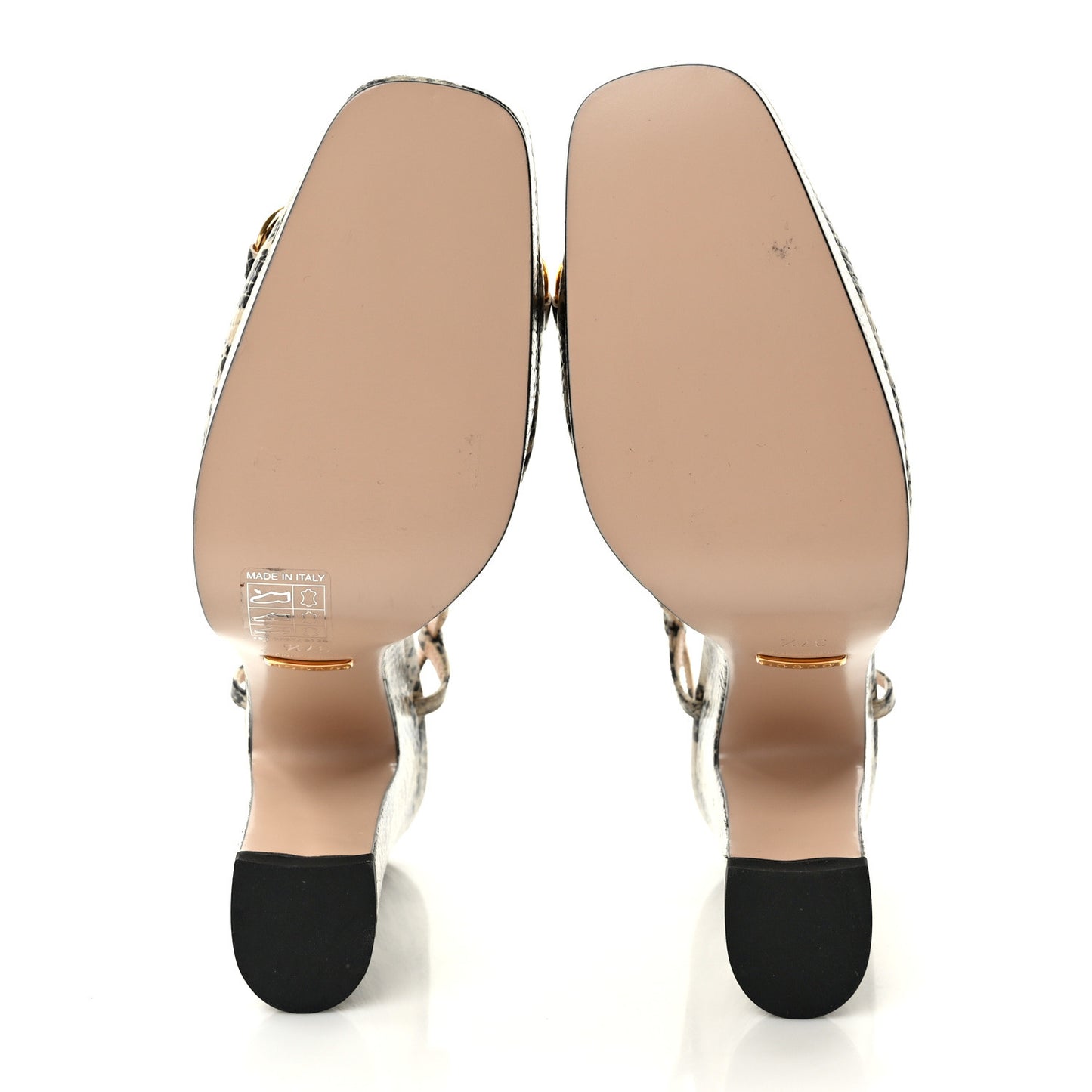 Calfskin Snakeskin Print Horsebit Platform 35/120mm Slingback Pumps 37.5 Beige Avana