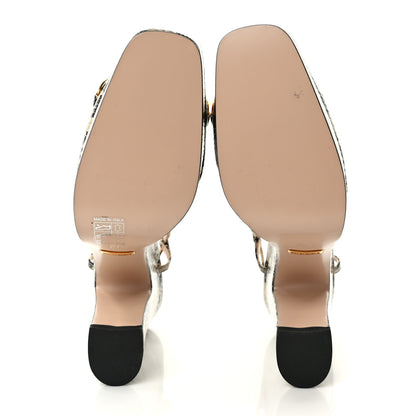 Gucci Calfskin Snakeskin Print Horsebit Platform 35/120mm Slingback Pumps 37.5 Beige Avana 5 of 8