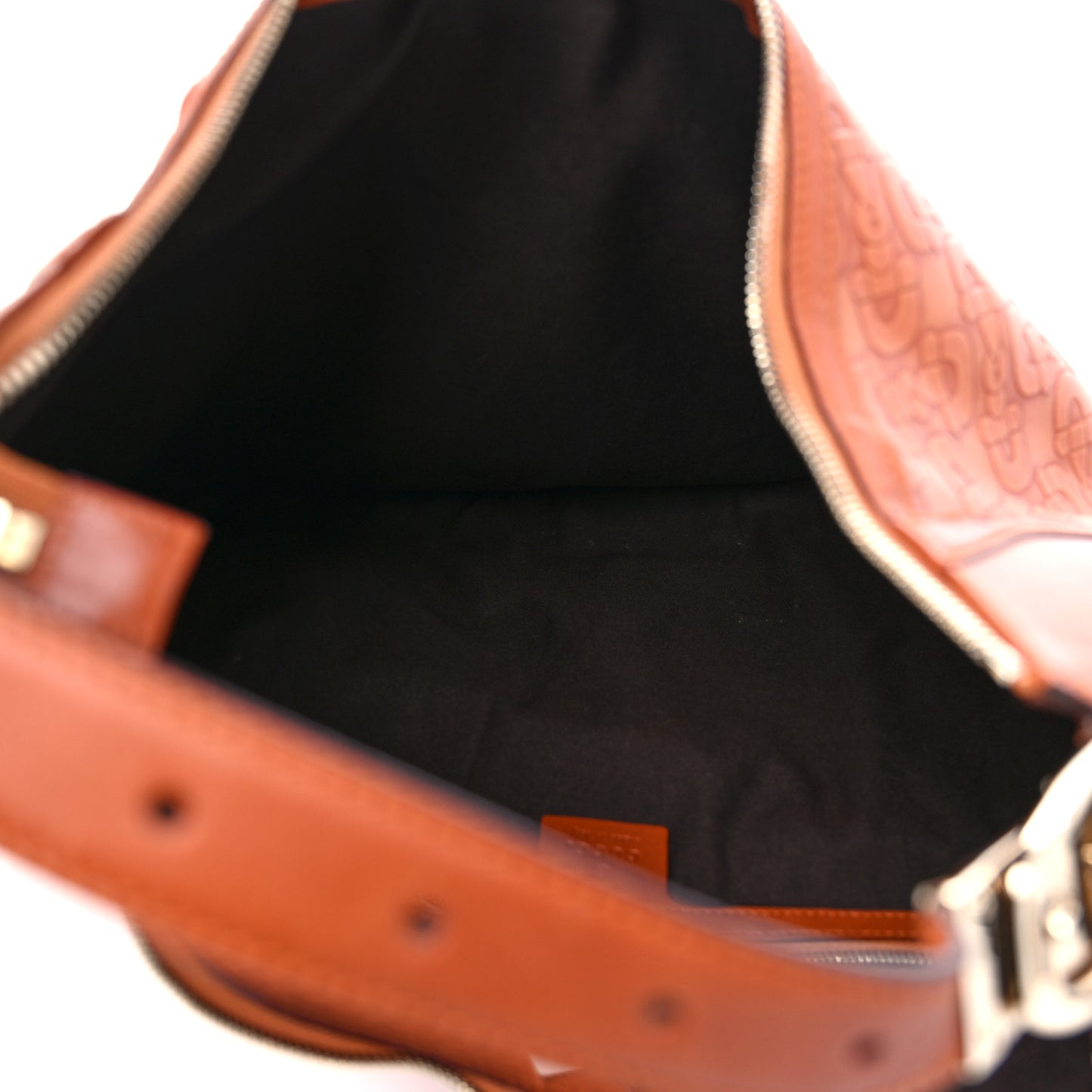 Calfskin Horsebit Embossed Glam Hobo Tan