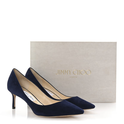 Jimmy Choo Suede Pointy Toe Romy 60 Pumps 38.5 Navy 9 of 9