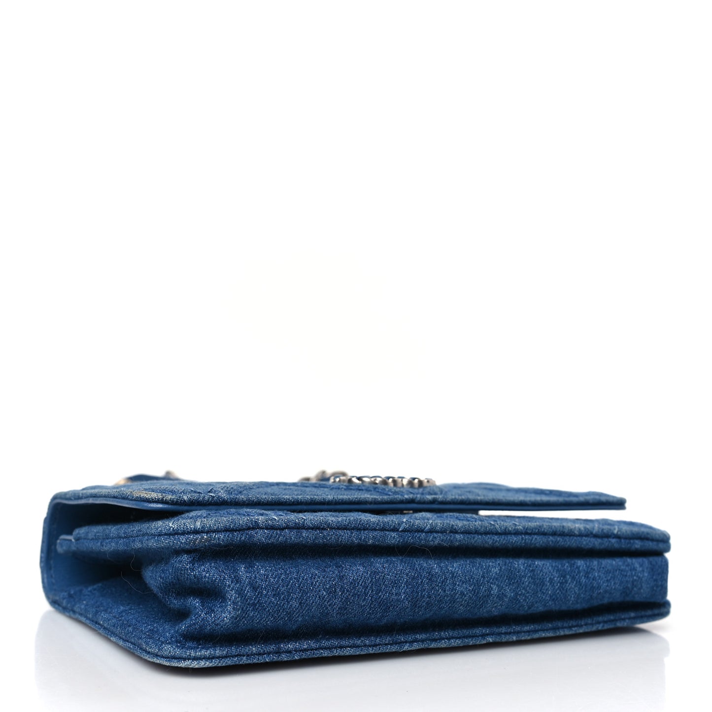 Denim Quilted Chanel 19 Wallet On Chain WOC Blue