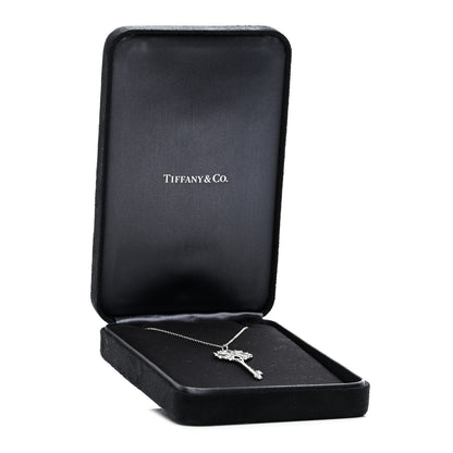 Tiffany Platinum 18K White Gold Diamond Victoria Key Pendant Necklace 4 of 4