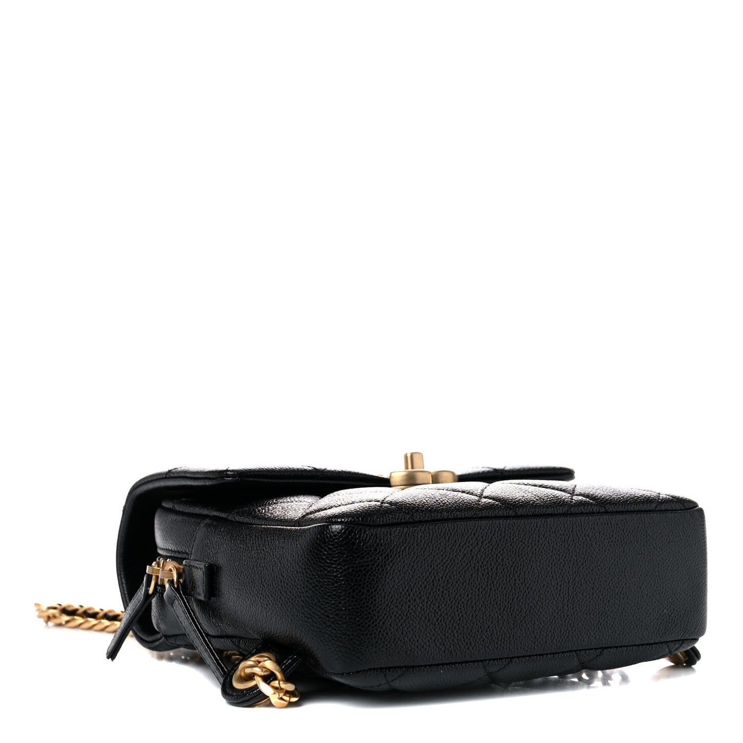 Shiny Caviar Quilted Chain Melody Backpack Black