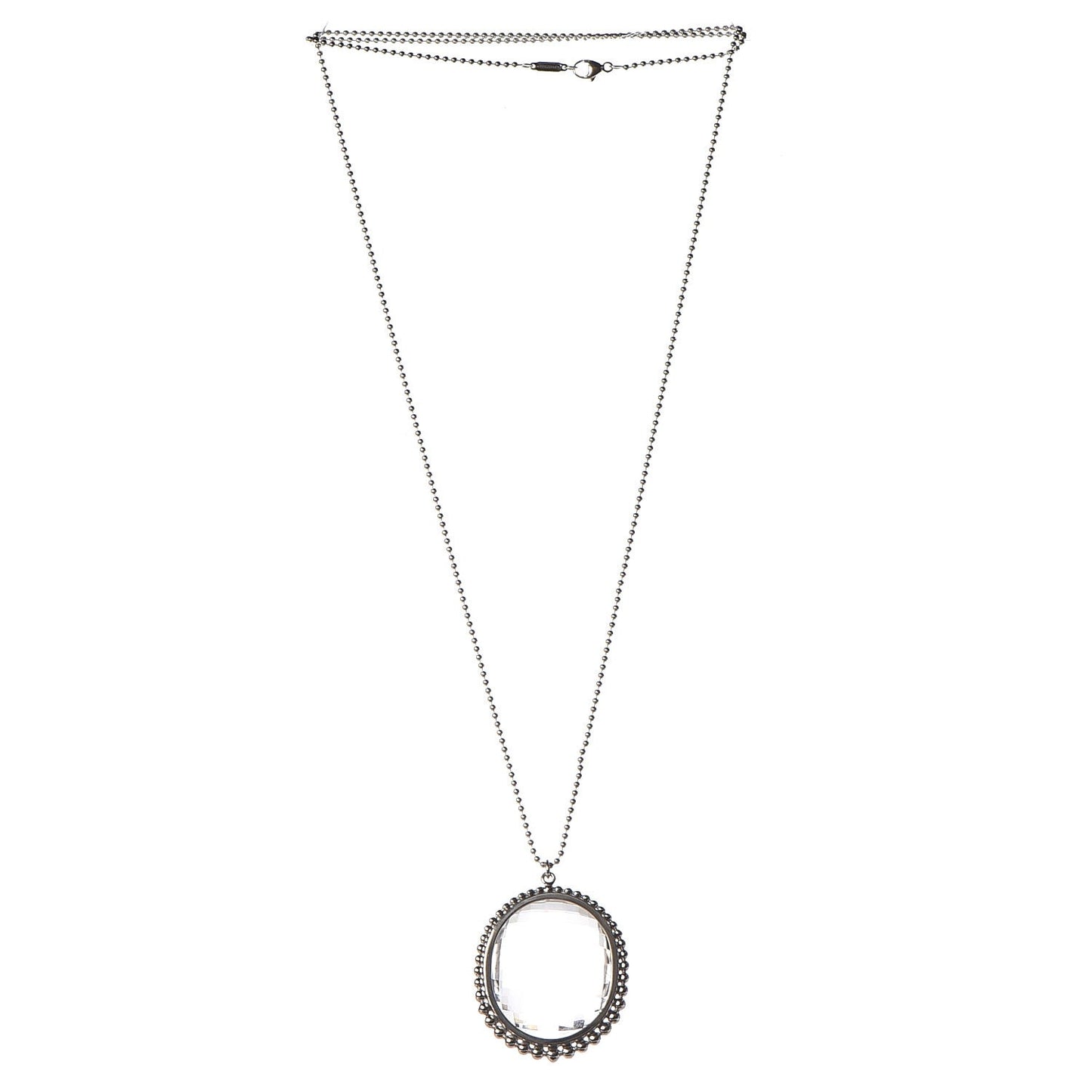 Sterling Silver Crystal Ziegfeld Oval Pendant Necklace