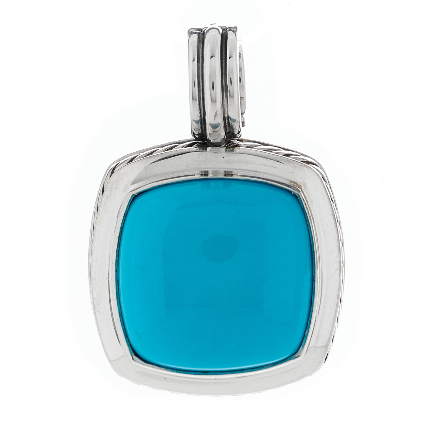 David Yurman Sterling Silver Turquoise 17mm Albion Enhancer Pendant 2 of 6