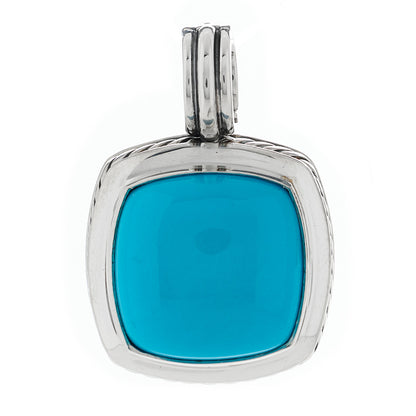 David Yurman Sterling Silver Turquoise 17mm Albion Enhancer Pendant 2 of 6