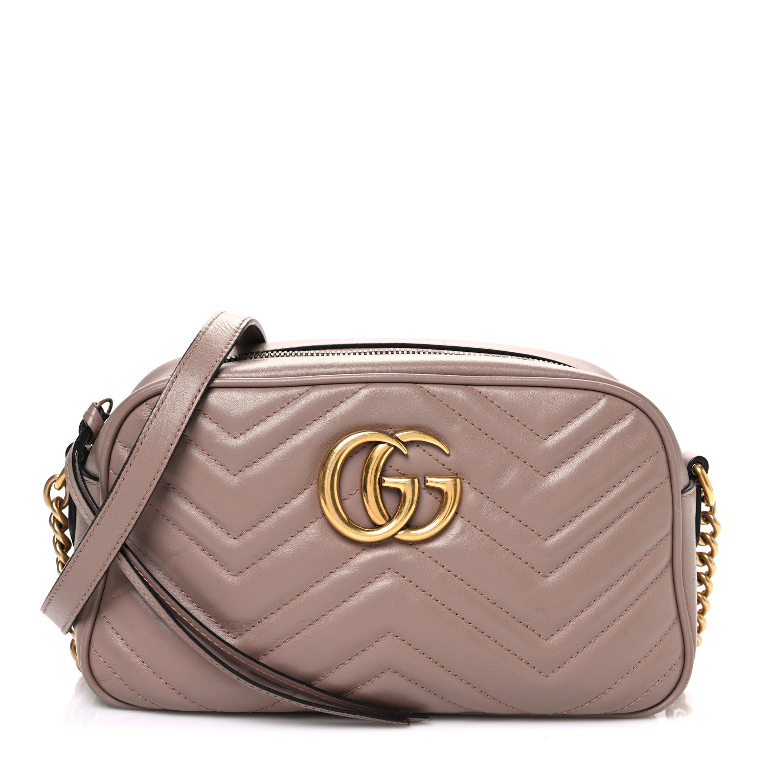 Gucci Calfskin Matelasse Small GG Marmont Chain Shoulder Bag Porcelain Rose 1 of 11