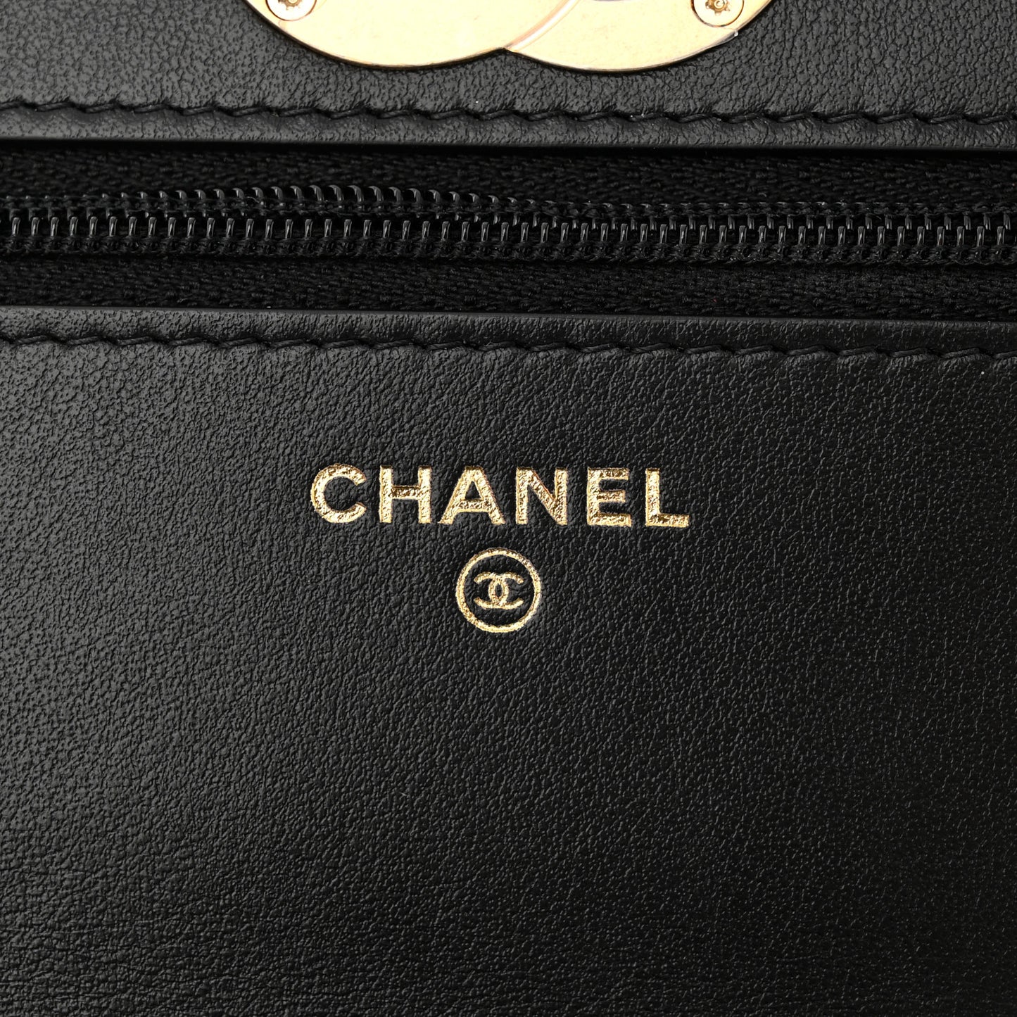 Caviar Quilted Camellia Wallet On Chain WOC Black