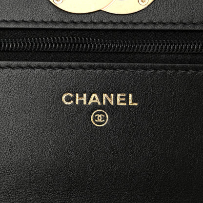 Chanel Caviar Quilted Camellia Wallet On Chain WOC Black 6 of 12