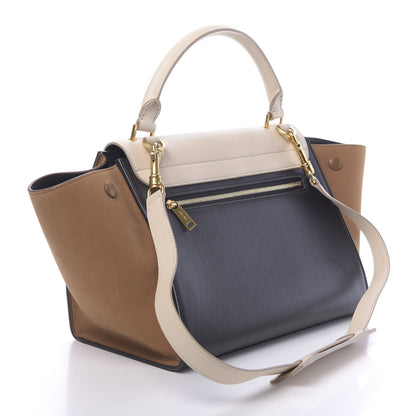 Celine Smooth Calfskin Nubuck Small Tri-Color Trapeze White 3 of 9