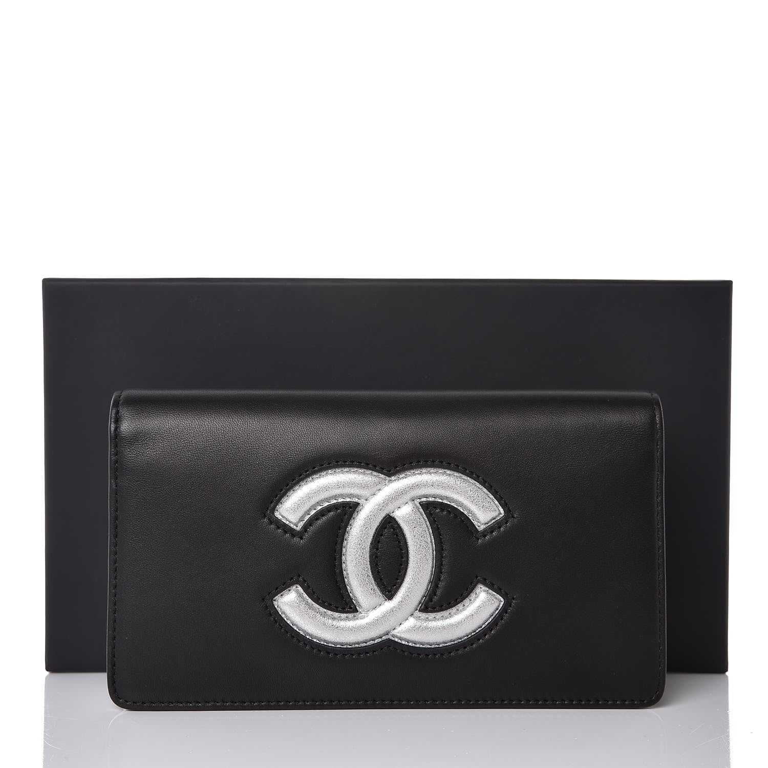 Chanel Lambskin Timeless CC Yen Wallet Black Silver 9 of 9