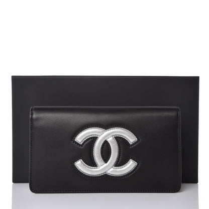 Chanel Lambskin Timeless CC Yen Wallet Black Silver 9 of 9