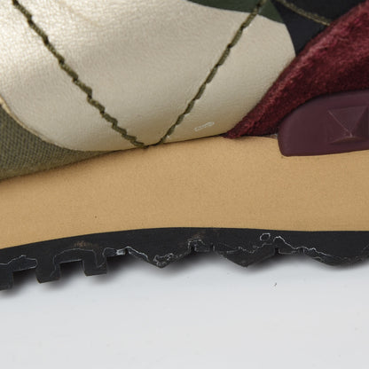 Valentino Garavani Nappa Suede Camouflage Mens Rockrunner Sneakers 44 Military Green 14 of 17