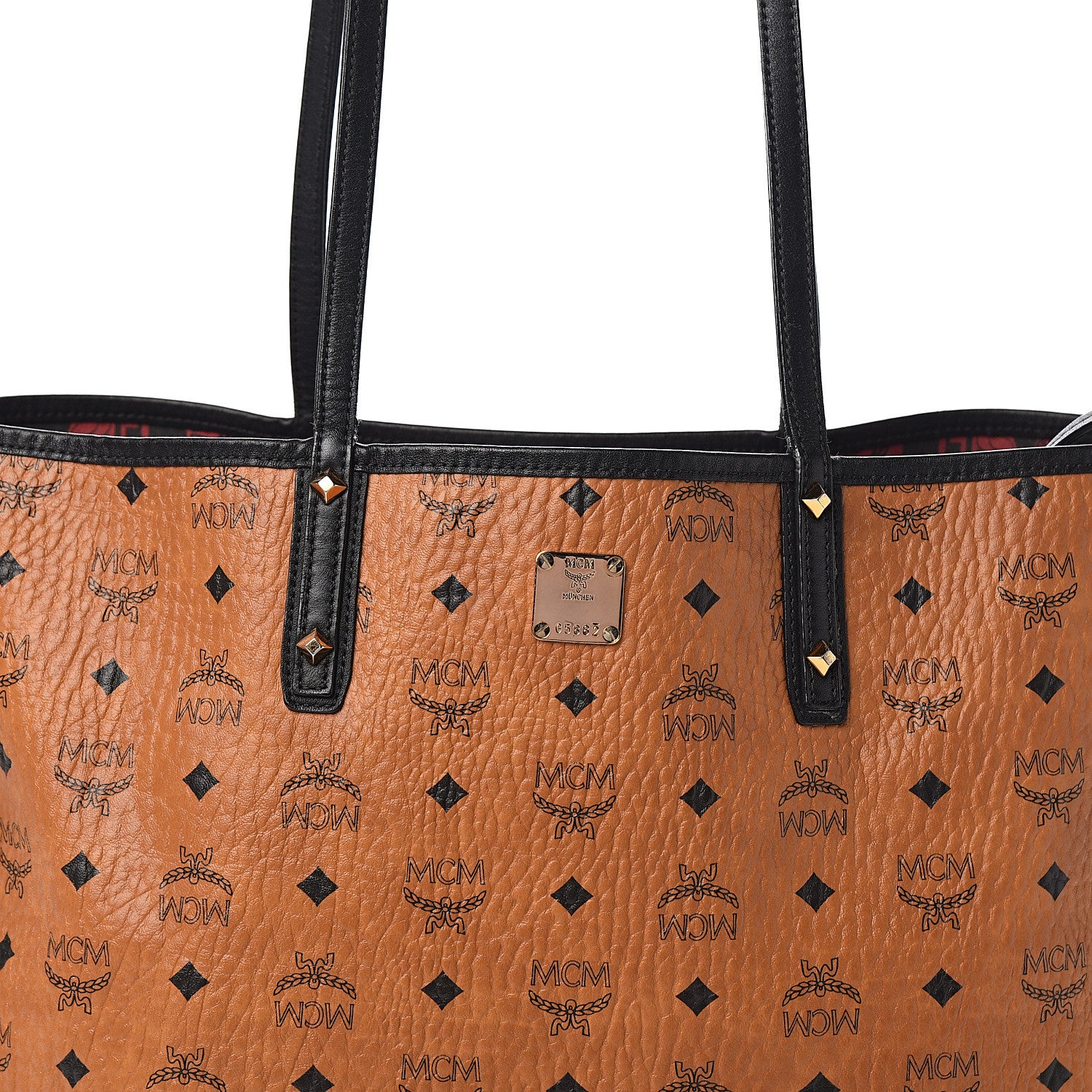MCM Visetos Medium Project Reversible Shopper Tote Cognac 12 of 16