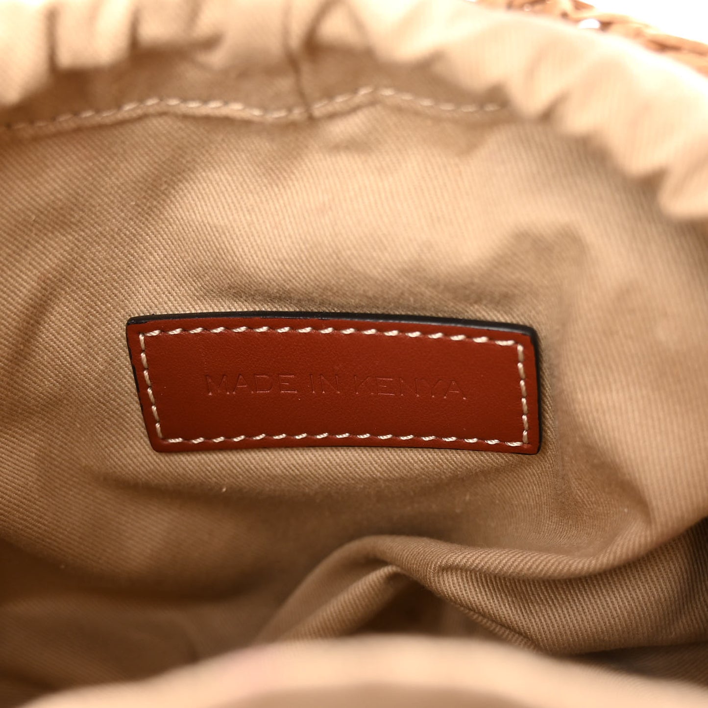 X MIFUKO Raffia Calfskin Basket Shoulder Bag Brown