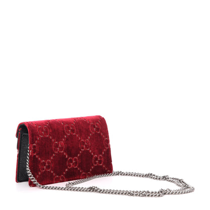 Gucci Velvet GG Monogram Super Mini Dionysus Shoulder Bag Red Cipria Black 3 of 10