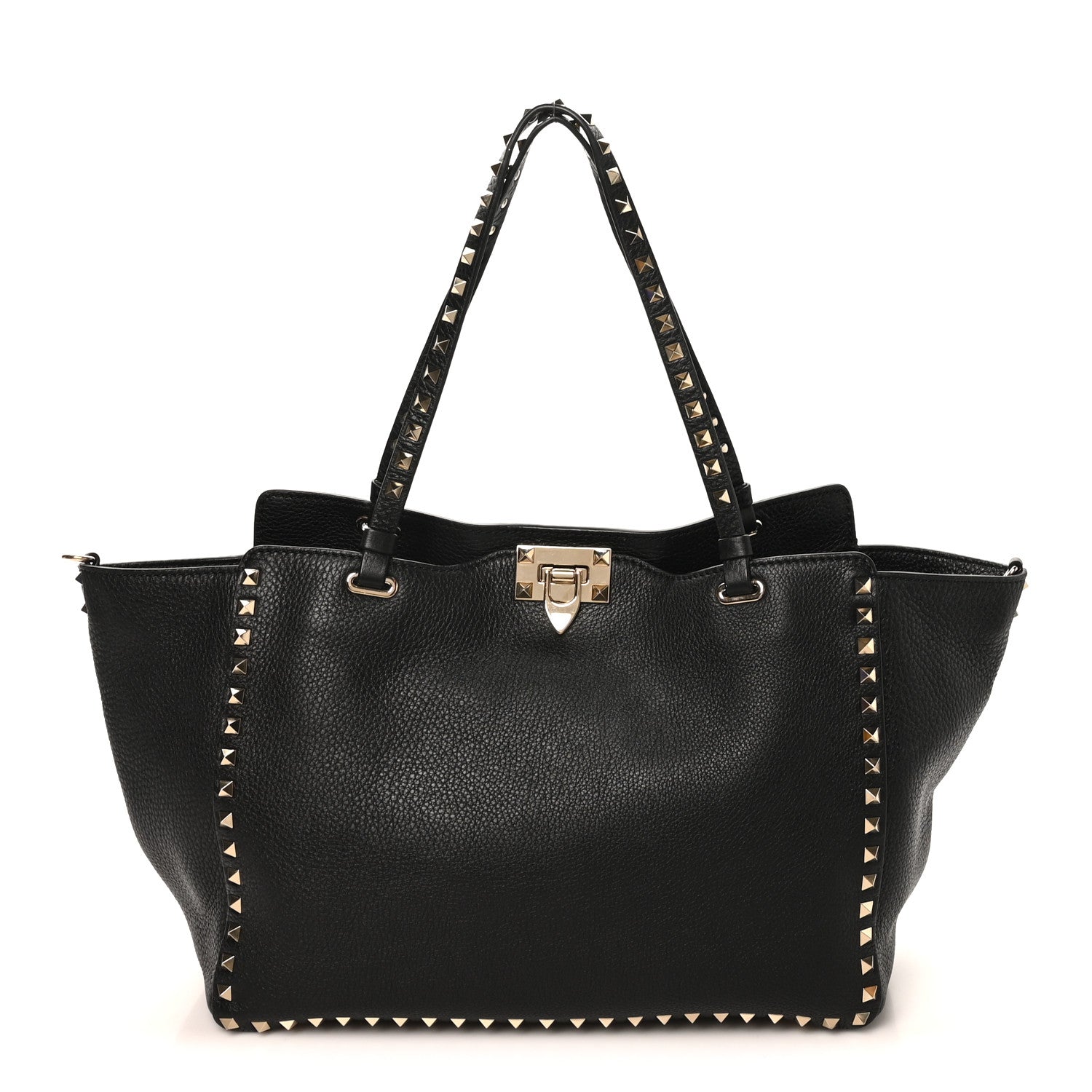 Valentino Garavani Pebbled Calfskin Medium Rockstud Tote Black 1 of 9
