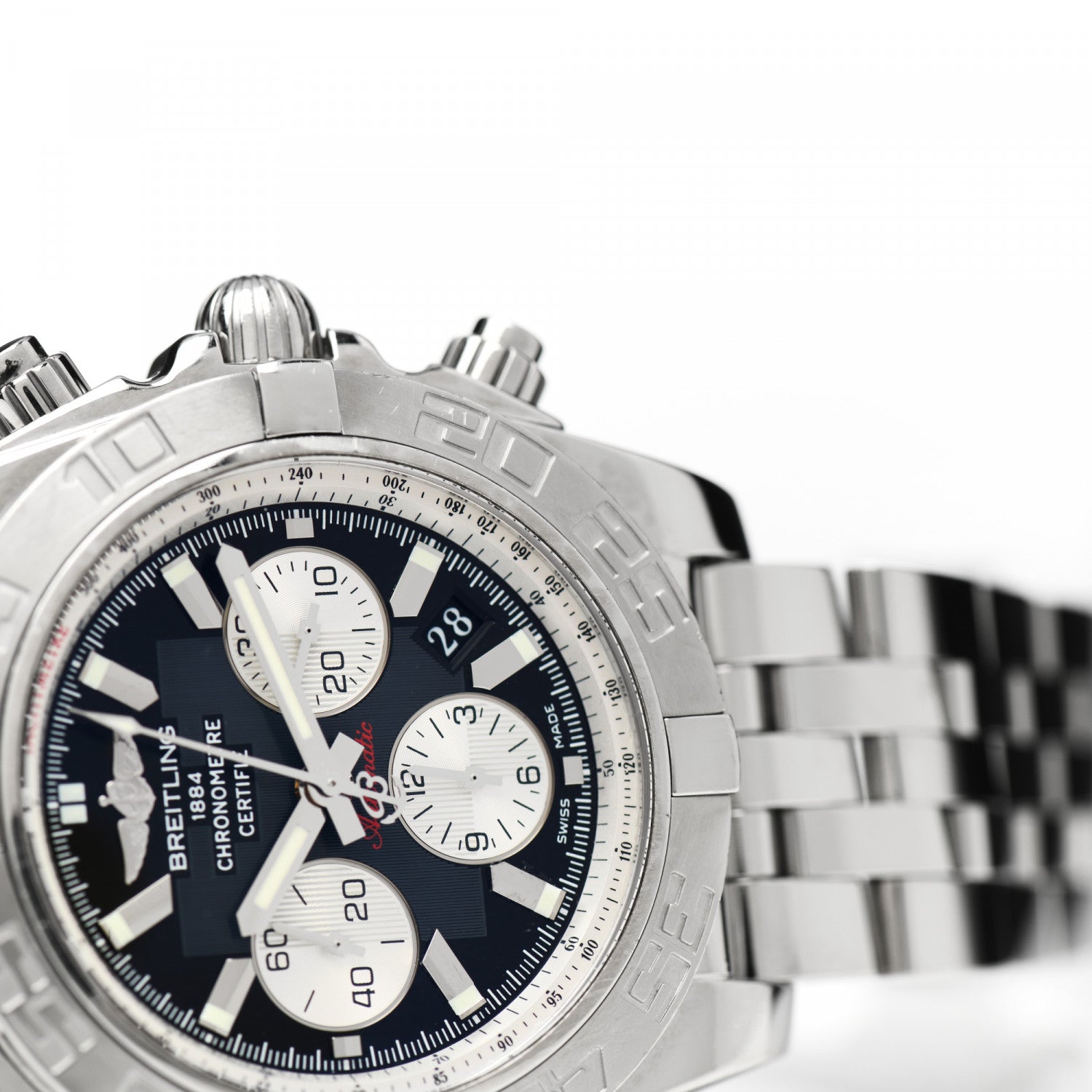 Breitling Stainless Steel 44mm Chronomat Chronograph Automatic Watch Black AB0110 5 of 5