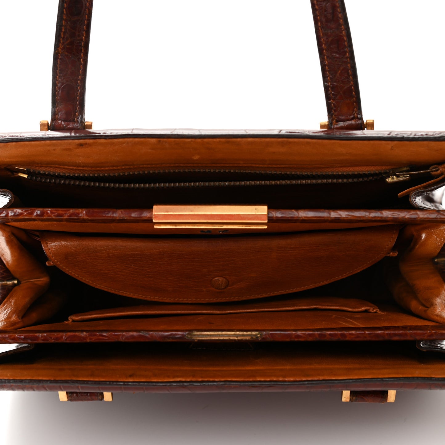 Shiny Crocodile Sac Pullman Havane