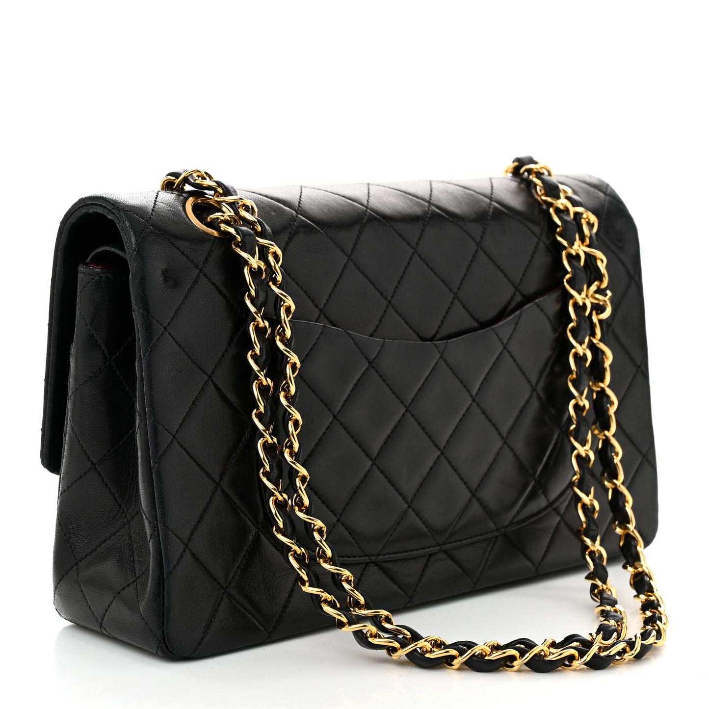 Lambskin Quilted Medium Double Flap Black