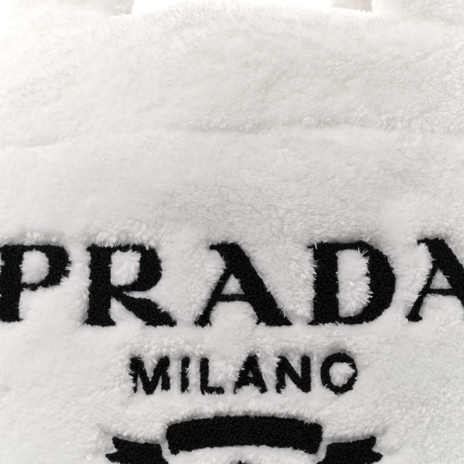 Prada Terry Cloth Tote Bag White Black 7 of 10
