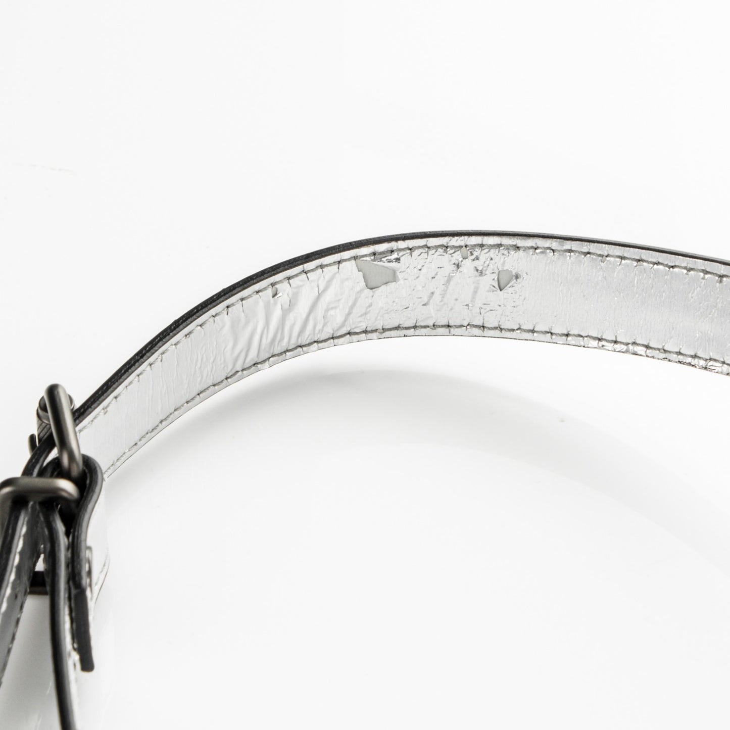 Metallic Patent Calfskin Tiny PS11 Shoulder Bag Silver