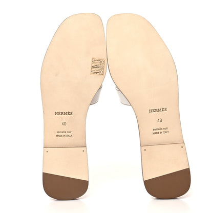 Hermes Box Calfskin Oran Sandals 40 White 5 of 8