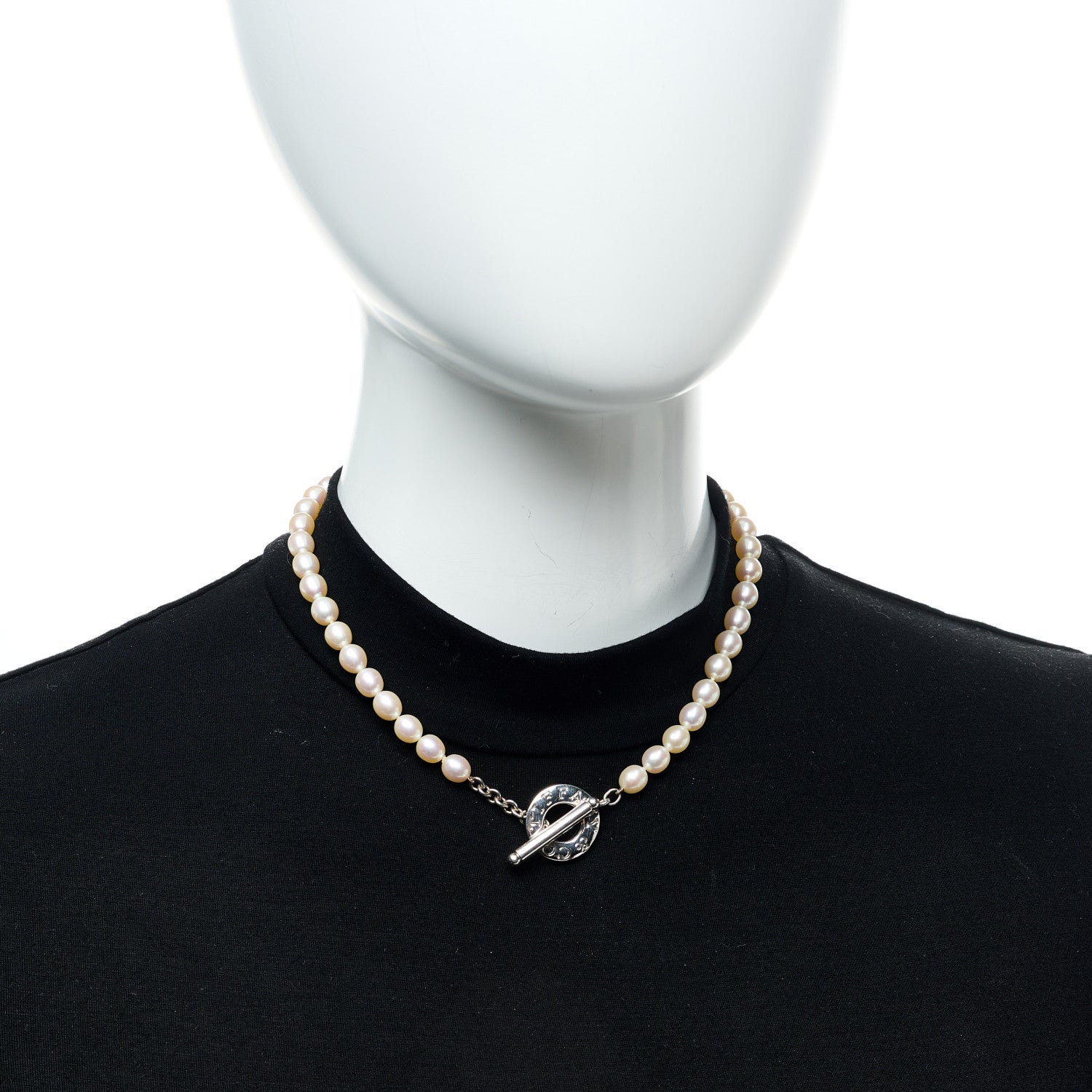 Tiffany Sterling Silver Pearl Strand Toggle Necklace 2 of 5