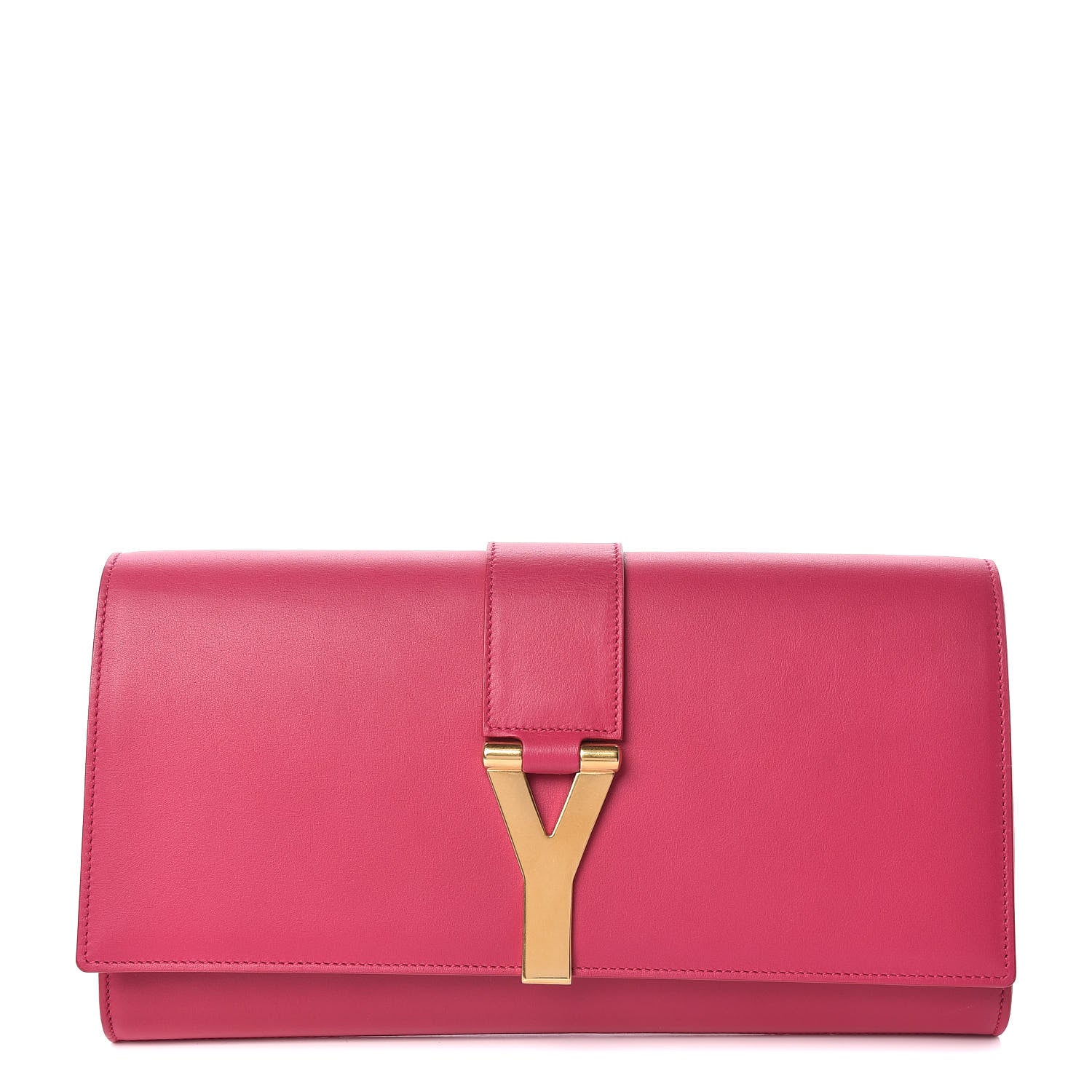 Saint Laurent Calfskin Classic Y Ligne Clutch Fuchsia 1 of 11