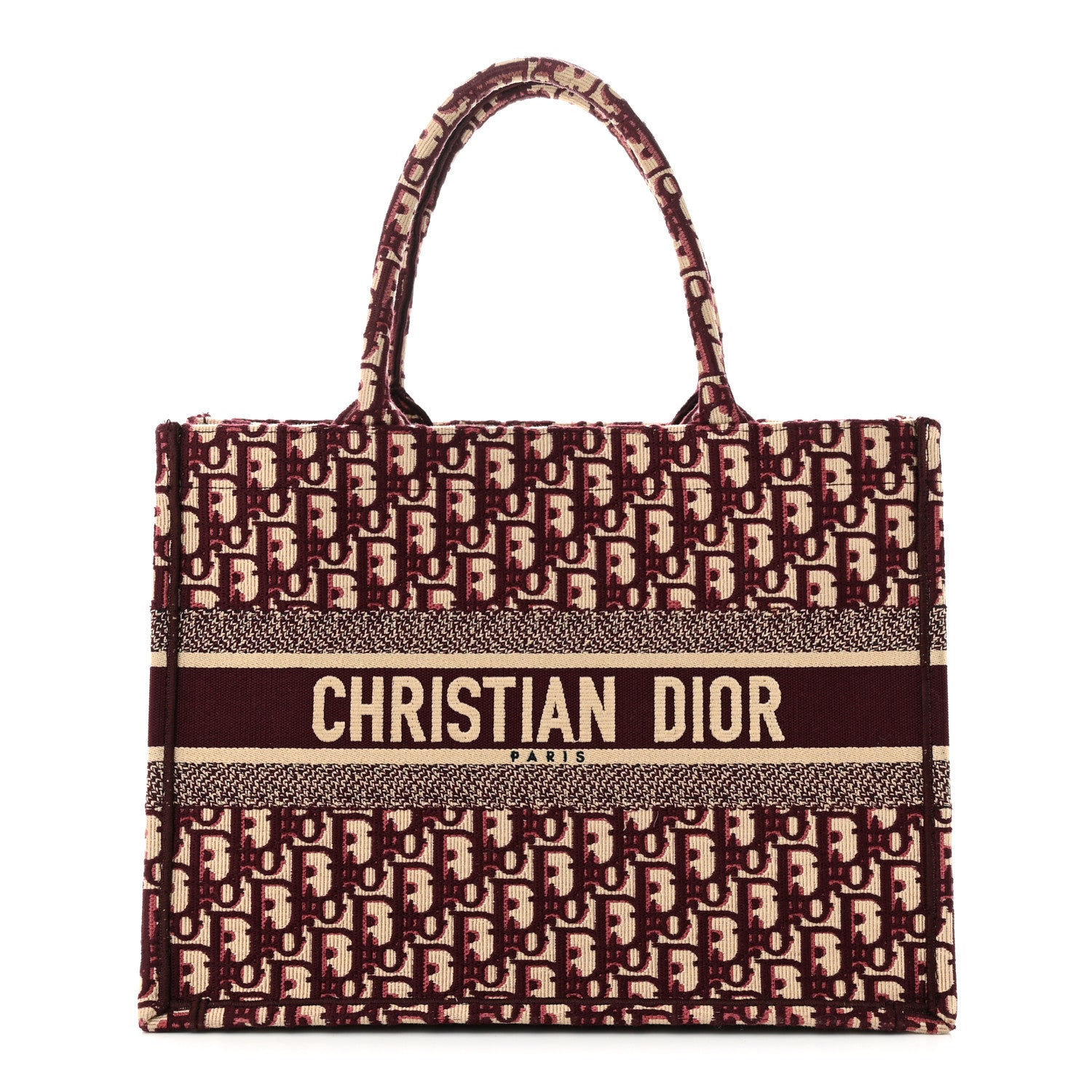 Christian Dior Oblique Medium Book Tote Burgundy Multicolor 1 of 10