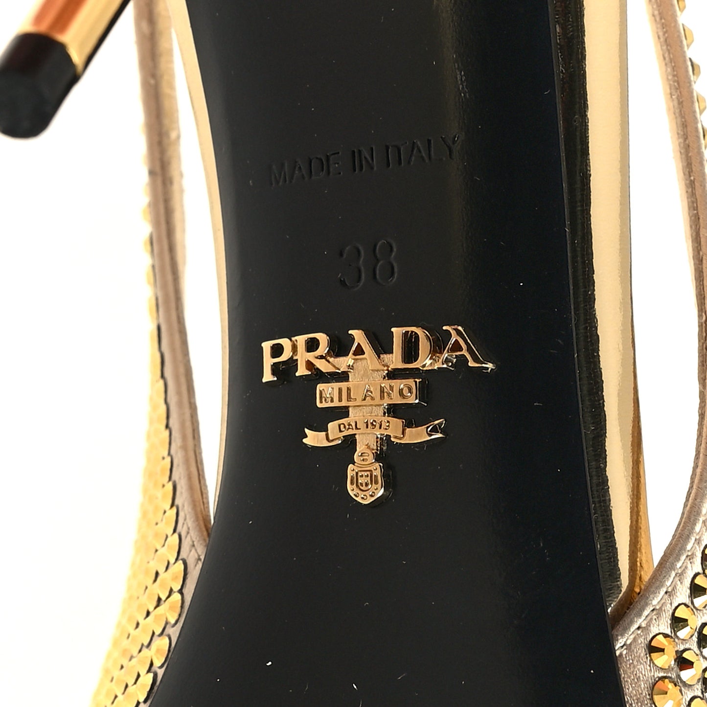 Satin Crystal Triangle Logo 85mm Slingback Pumps 38 Platino